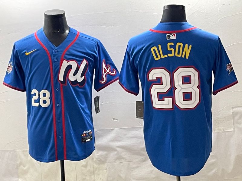 Men 2025 Atlanta Braves #28 Olson Blue All star Nike MLB Jersey style 06
